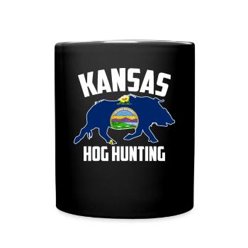 Kansas Hog Hunting Pig Wild Boars Boar Hog Hunter - Full Color Mug - black - Front