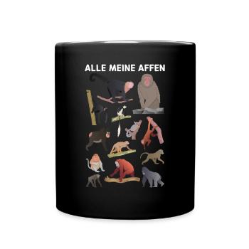 Schimpanse Affen - Alle Meine Affen - Orang-Utan A - Full Color Mug - black - Front