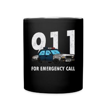 Policeman 911 emergency call police officer cop - Full Color Mug - black - Front