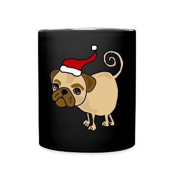 Funny Christmas Pug Art Original - Full Color Mug - black - Front