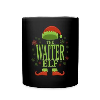 Waiter Christmas Elf - Full Color Mug - black - Front