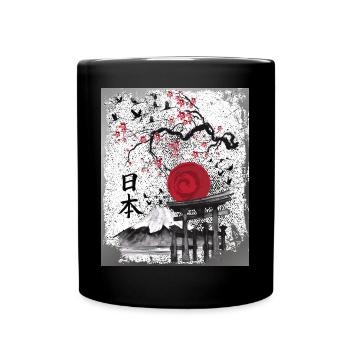 Japanese Art Japan Asia Fuji Torii - Full Color Mug - black - Front