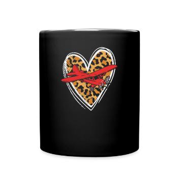 RC Model Airplane Love Ground Pilot Plane Leopard - Full Color Mug - black - Front