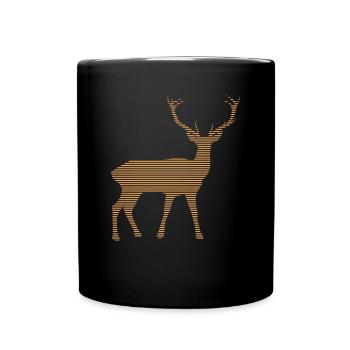 cerf - Tasse colorée - noir - Devant