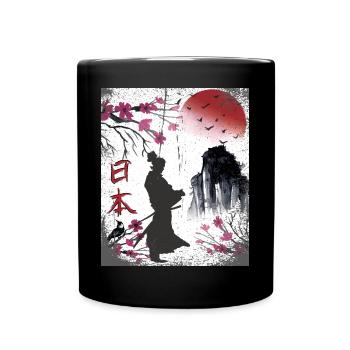 Japanese japan art samurai design - Full Color Mug - black - Front