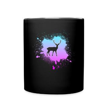 cerf - Tasse colorée - noir - Devant