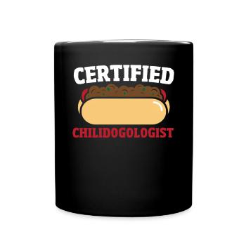 Certified Chilidogologist Chili Dog Foodie - Full Color Mug - black - Front