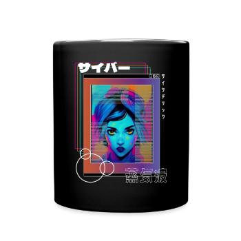 Psychedelic Cyberpop Japanese Vaporwave Aesthetic - Full Color Mug - black - Front