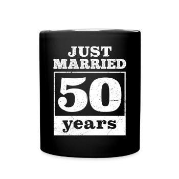 Just married 50 years golden wedding anniversary - Full Color Mug - black - Front