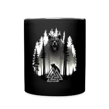 Grizzly bear Bear Valknut Wotan knot Forest Viking - Full Color Mug - black - Front