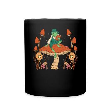 Cottagecore Mushroom Aesthetic Nature Conservation - Full Color Mug - black - Front