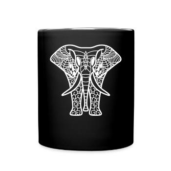 Elephant With Tribal Elephants - Full Color Mug - black - Front