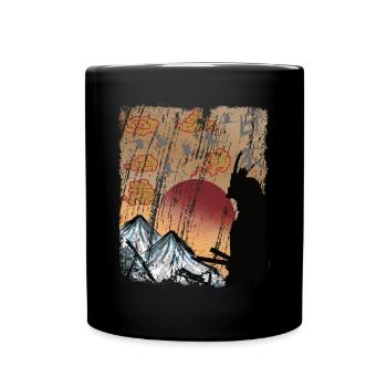 Japan Vintage Japanese Art Samurai - Full Color Mug - black - Front