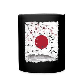 Japanese aesthetic landscape japanese art - Full Color Mug - black - Front