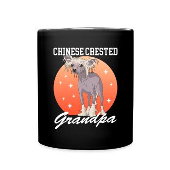 Chinese Crested Grandpa Puff Crested Dog - Full Color Mug - black - Front