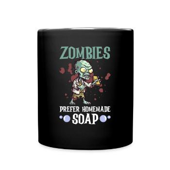 Zombies Prefer Homemade Soap - Soap Making Soap - Full Color Mug - black - Front
