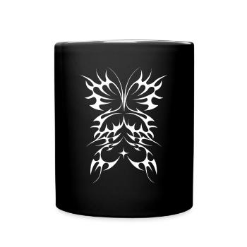 Tribal Butterfly Cyber Sigil For A Cybersigilism - Full Color Mug - black - Front