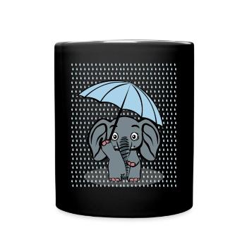 Elephant in rain Elephants - Full Color Mug - black - Front