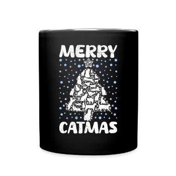 Cat Lover Merry Catmas Tree Christmas Fir - Full Color Mug - black - Front