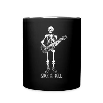 Winter Socks Guitar Skeleton Wool Socks - Full Color Mug - black - Front