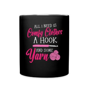 Comfy Clothes Yarn Crocheting Crochet - Full Color Mug - black - Front