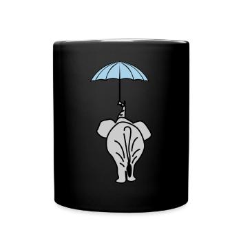 Elephant with Umbrella Elephants - Full Color Mug - black - Front