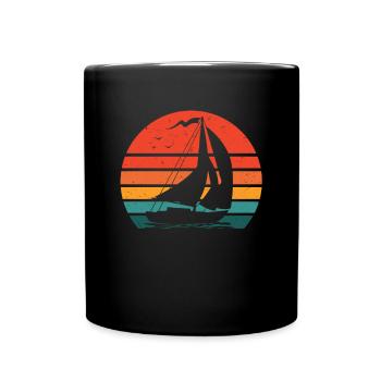 Retro Sailboat Sailor Sailing Grandpa Dad - Full Color Mug - black - Front
