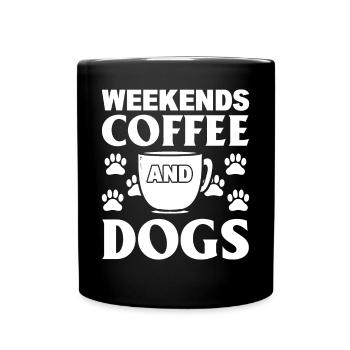 Weekends Coffee And Dogs Dog Cafe Barista - Full Color Mug - black - Front