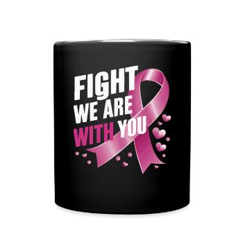 Breast Cancer Awareness Cancer Support Pink Ribbon - Full Color Mug - black - Front