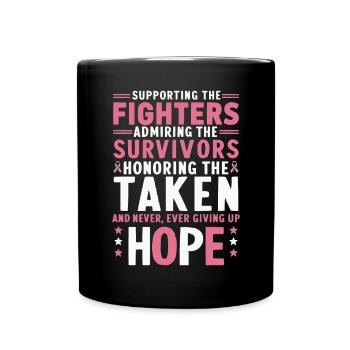 Breast Cancer Awareness Cancer Support Pink Ribbon - Full Color Mug - black - Front