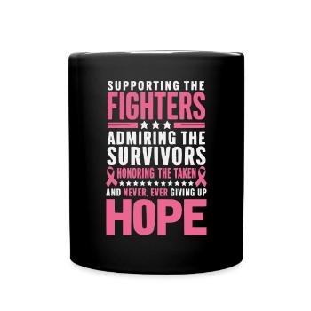 Breast Cancer Awareness Cancer Support Pink Ribbon - Full Color Mug - black - Front