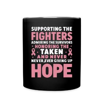 Breast Cancer Awareness Cancer Support Pink Ribbon - Full Color Mug - black - Front