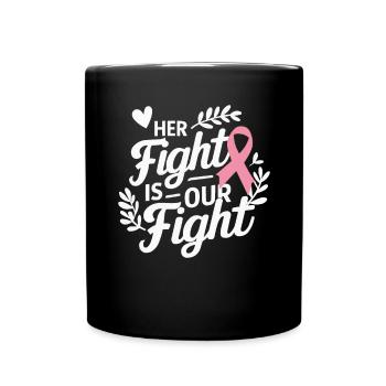 Breast Cancer Awareness Cancer Support Pink Ribbon - Full Color Mug - black - Front