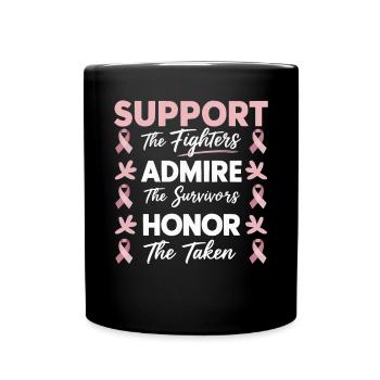 Breast Cancer Awareness Cancer Support Pink Ribbon - Full Color Mug - black - Front