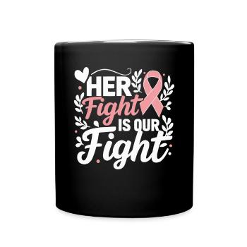 Breast Cancer Awareness Cancer Support Pink Ribbon - Full Color Mug - black - Front