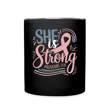 Breast Cancer Awareness Cancer Support Pink Ribbon - Full Color Mug - black - Front