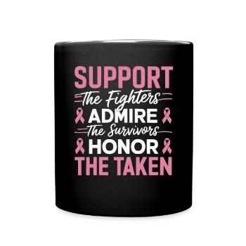 Breast Cancer Awareness Cancer Support Pink Ribbon - Full Color Mug - black - Front