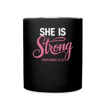 Breast Cancer Awareness Cancer Support Pink Ribbon - Full Color Mug - black - Front