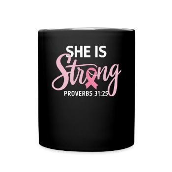 Breast Cancer Awareness Cancer Support Pink Ribbon - Full Color Mug - black - Front