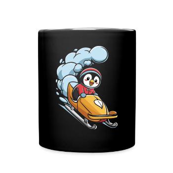 Penguin Riding a Snowmobile Adventure Fun Cute - Full Color Mug - black - Front