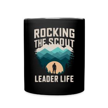 Scout Leader Scouting Campfire Camping Tent - Full Color Mug - black - Front