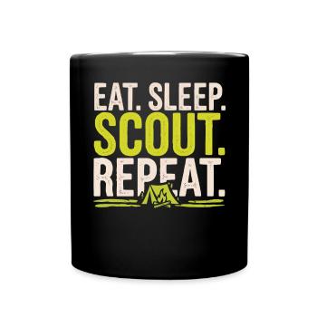 Scout Leader Scouting Campfire Camping Tent - Full Color Mug - black - Front