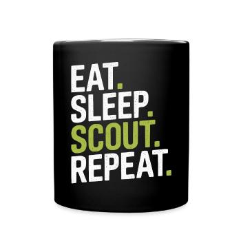Scout Leader Scouting Campfire Camping Tent - Full Color Mug - black - Front