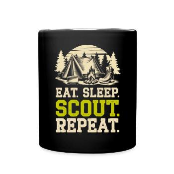 Scout Leader Scouting Campfire Camping Tent - Full Color Mug - black - Front