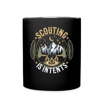 Scout Leader Scouting Campfire Camping Tent - Full Color Mug - black - Front