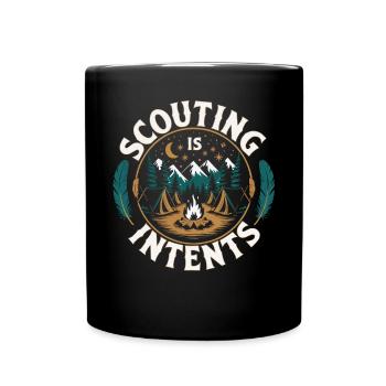Scout Leader Scouting Campfire Camping Tent - Full Color Mug - black - Front