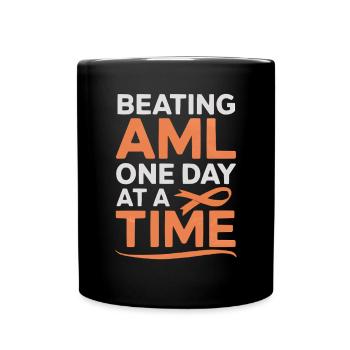 Orange Ribbon Acute Myeloid Leukemia Awareness - Full Color Mug - black - Front