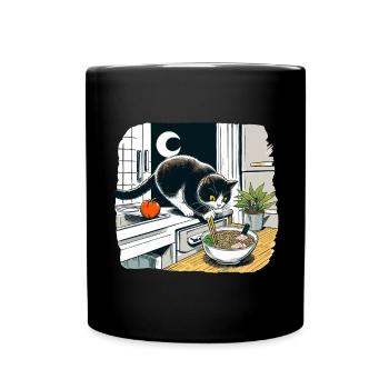 Moonlit Cat Noodle Quest - Full Color Mug - black - Front