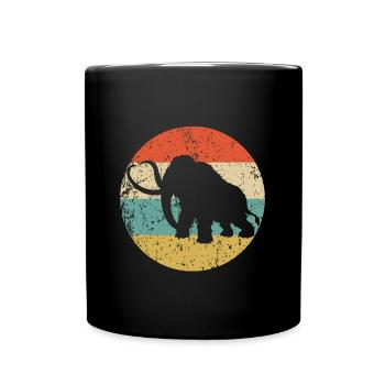 Woolly Mammoth Silhouette Retro Prehistoric Animal - Full Color Mug - black - Front