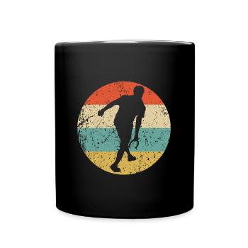 Man Playing Horseshoes Silhouette Retro Horseshoes - Full Color Mug - black - Front